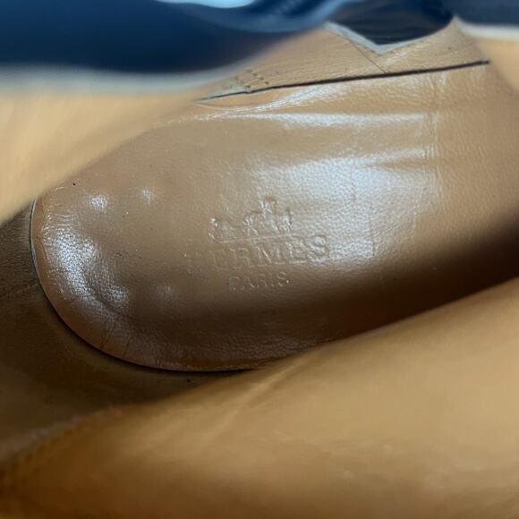 Hermes Vintage Side Zip Block Heel Leather Ankle Boots Black Size 36 / 6 - Picture 7 of 10